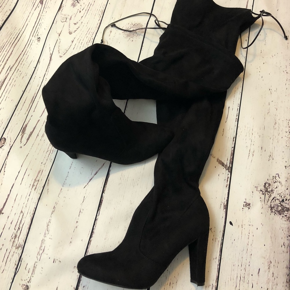 Over the knee suede boots